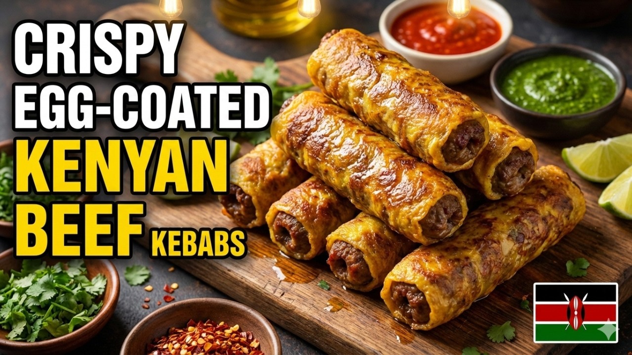 Crispy Egg-Coated Kenyan Beef Kebabs 🍢🔥 | Juiciest African Street-Style Flavor!