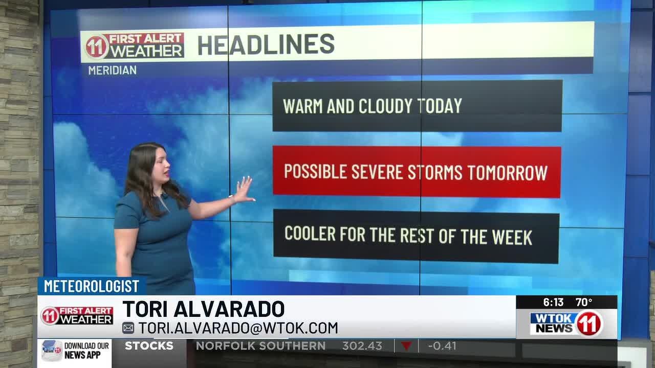 Mostly cloudy today, possible severe storms tomorrow... Tori Alvarado's First Alert Weather Forec...