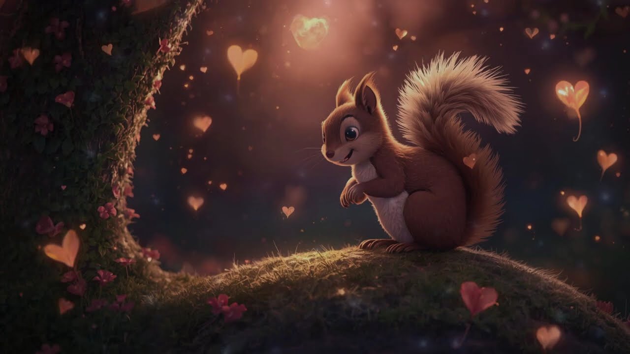 💗 Moonlite Companions | Dreamy Valentine Forest Ambience 🦊🌸 Magical Moonlight Animals & Petal Dreams