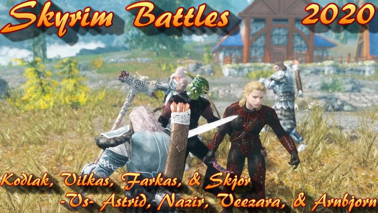 Skyrim Battles - Kodlak, Vilkas, Farkas, & Skjor vs Astrid, Nazir, Veezara, & Arnbjorn - Legendary