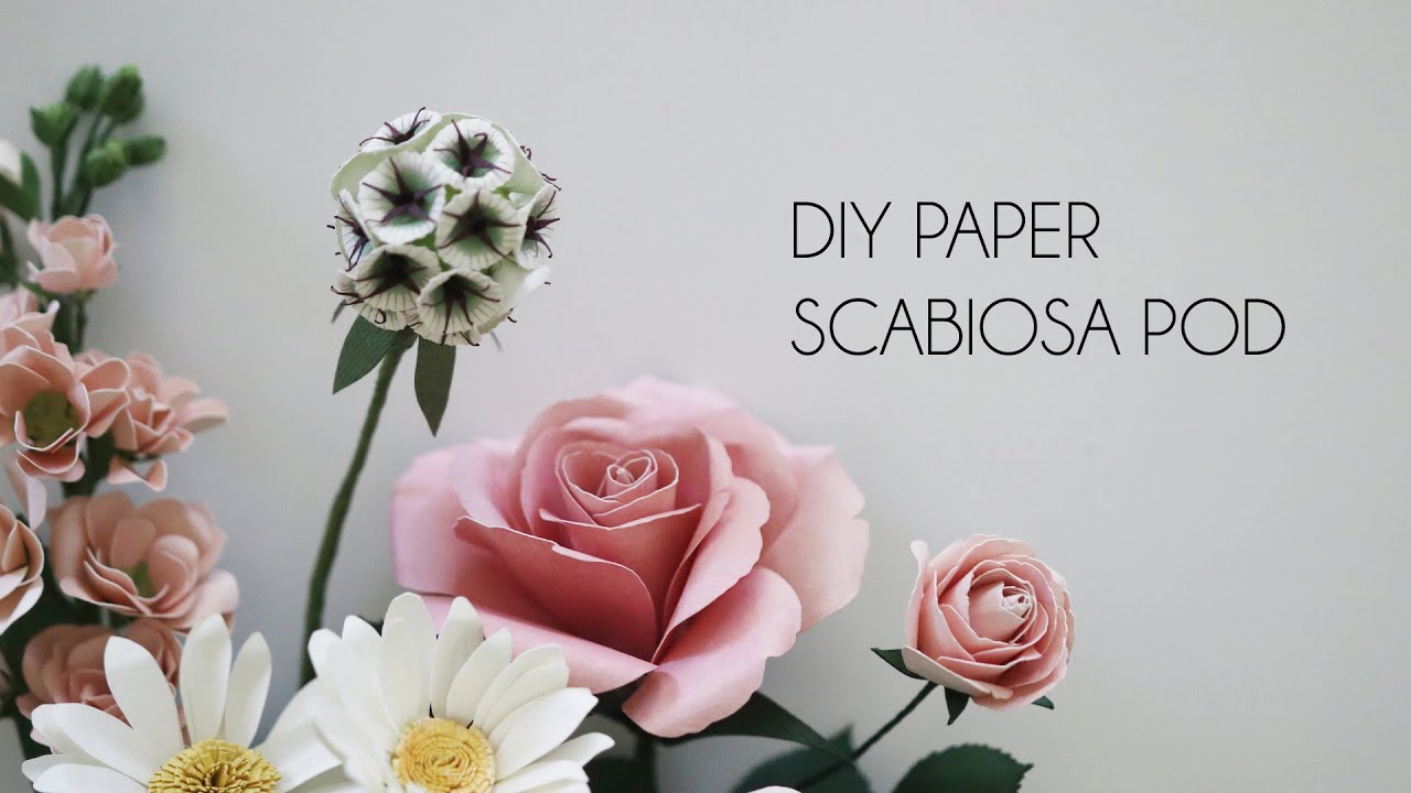 DIY Paper Scabiosa Pod (How to make paper flower, craft tutorial, Silhouette Cameo)