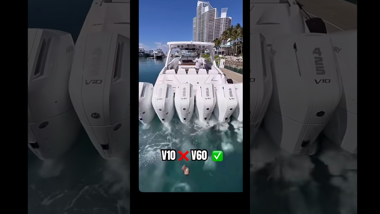 Шесть двигателей 425 л.с.! #mercury #merc #verado #v10 #425hp #outboard #miamiboatshow #miami #boat