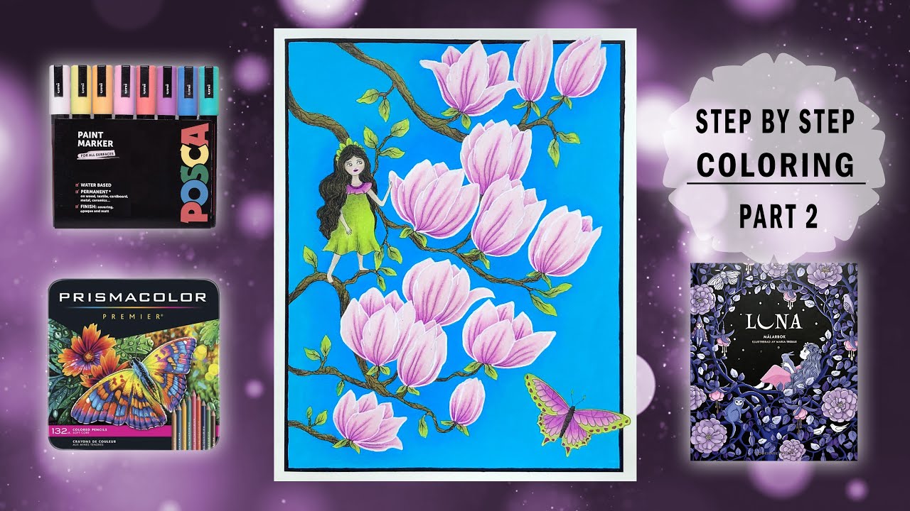 Luna by Maria Trolle 🌺 Part 2: Coloring magnolia flowers - Color Along
