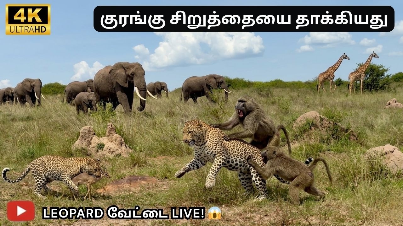 🐆 Masai Mara-வில் குரங்கு சிறுத்தையை தாக்கியது | Leopard வேட்டை LIVE! 🔥