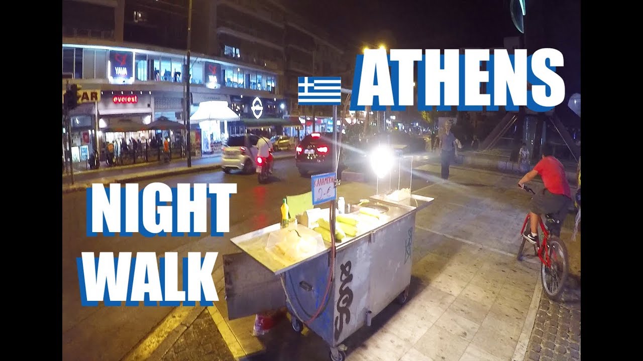 Athens Greece Night Walk Around Kato Patisia Metro Station