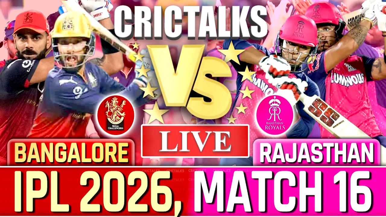 🔴 Live: RCB v RR, IPL 2026, Cricket Live Match Today Scores & Commentary, Last 8 Overs