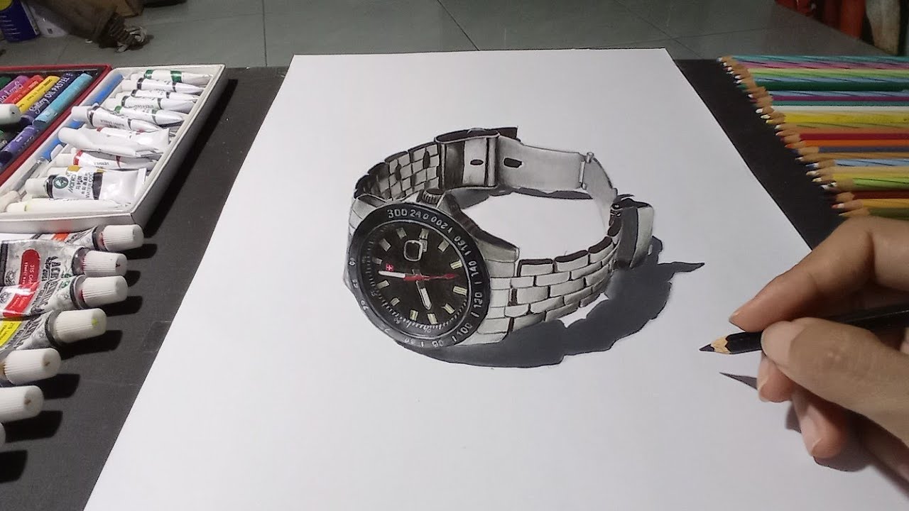 hyper realistic 3D drawing watches