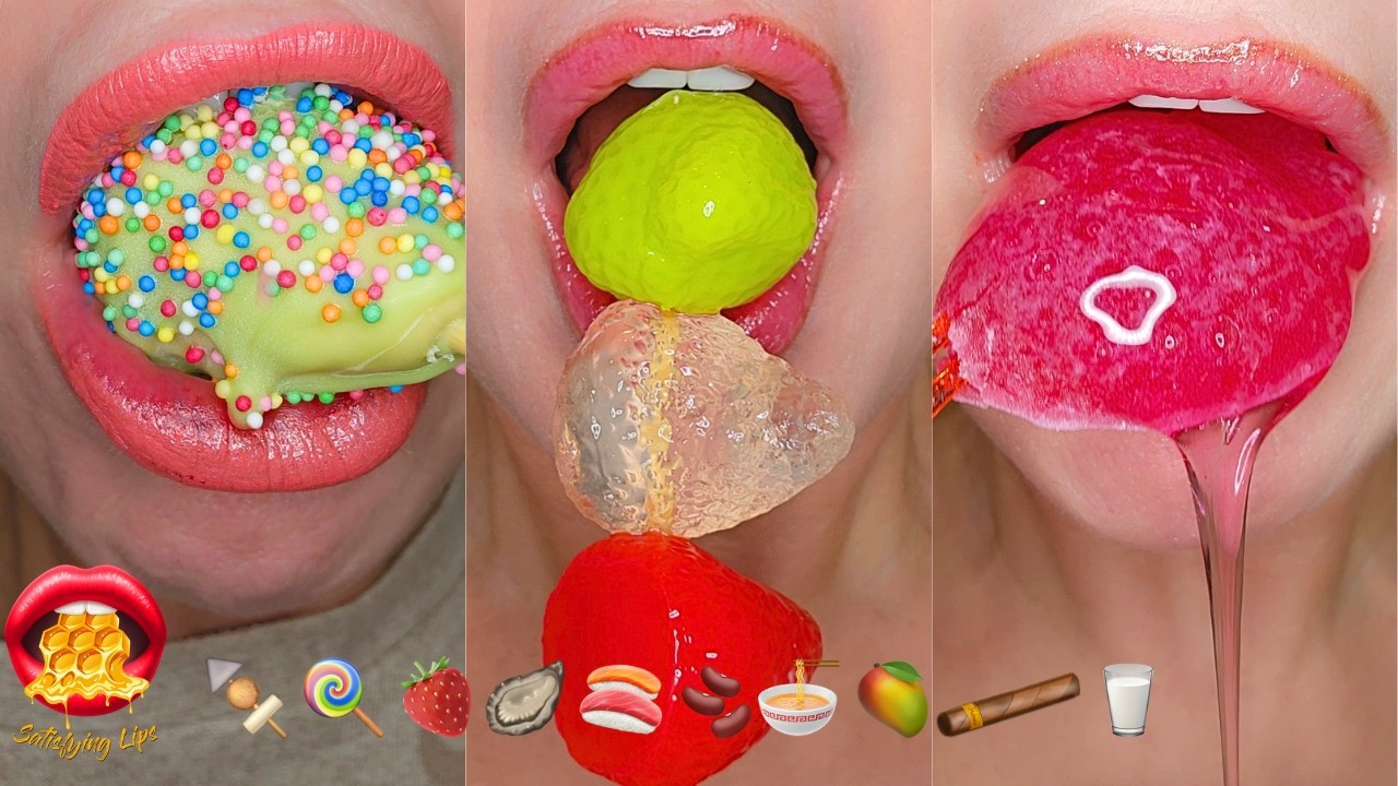 ASMR Satisfying Eating Emoji Food Challenge Mukbang