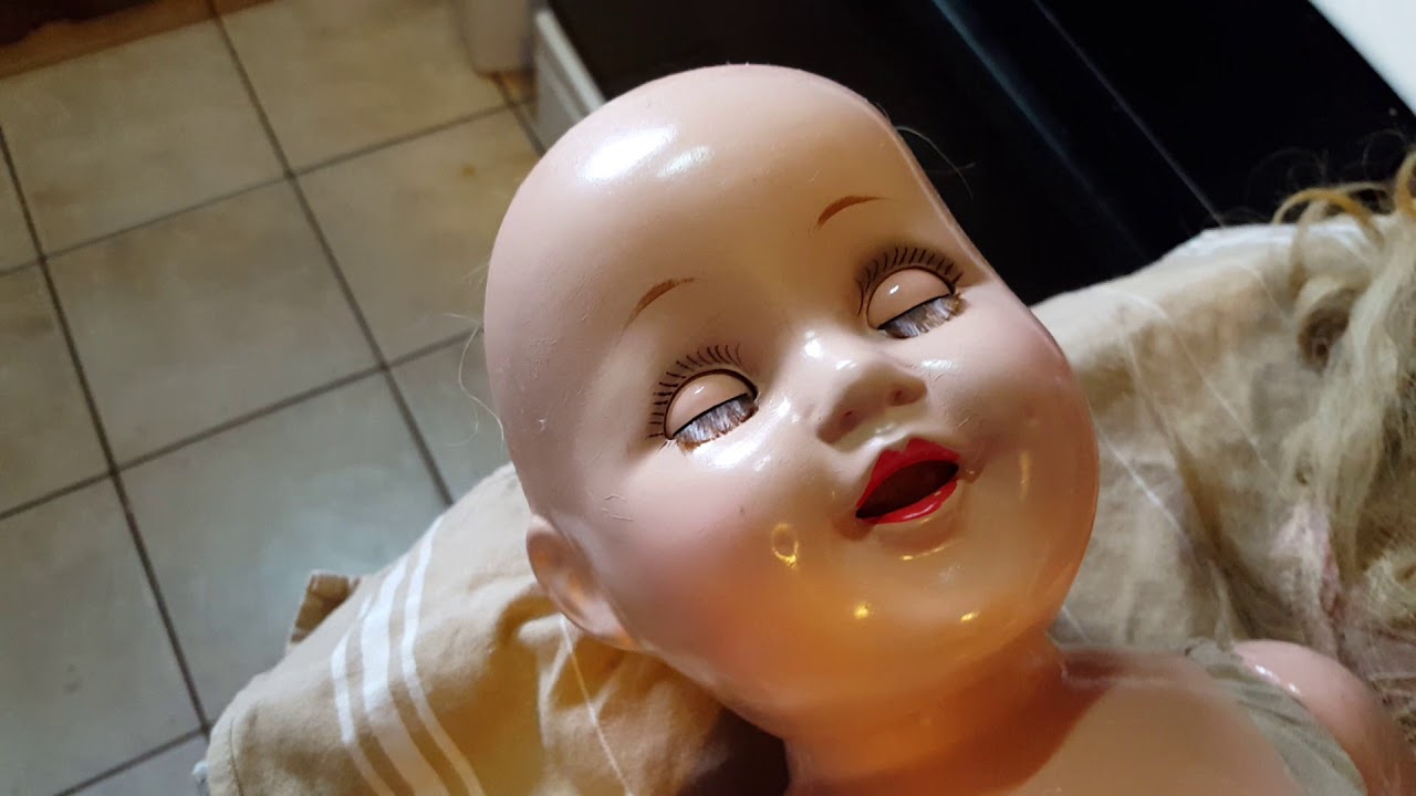 26 in unmarked composition doll restoration and cleanup begins
