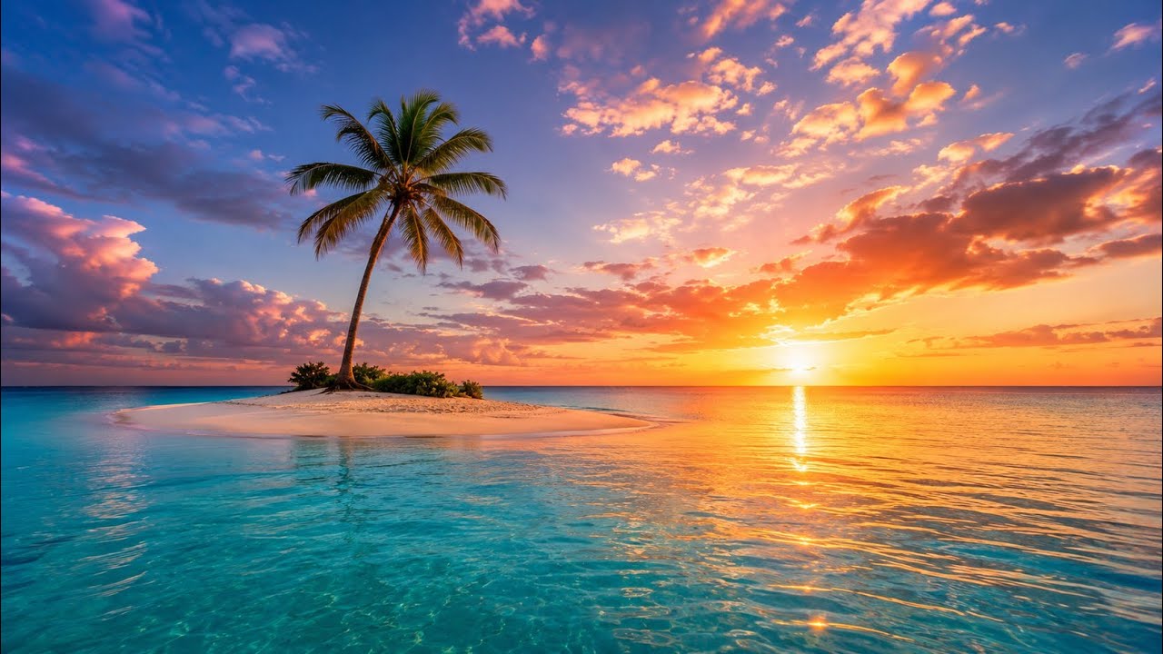 Azure Horizon 🌴 Relaxing Deep House Mix | Tropical Sunset & Ocean Waves | 1 Hour