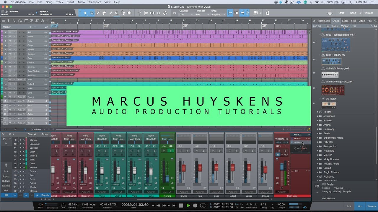 Working With VCA's In PreSonus Studio One - Part 1 - VCA Basics & Setup