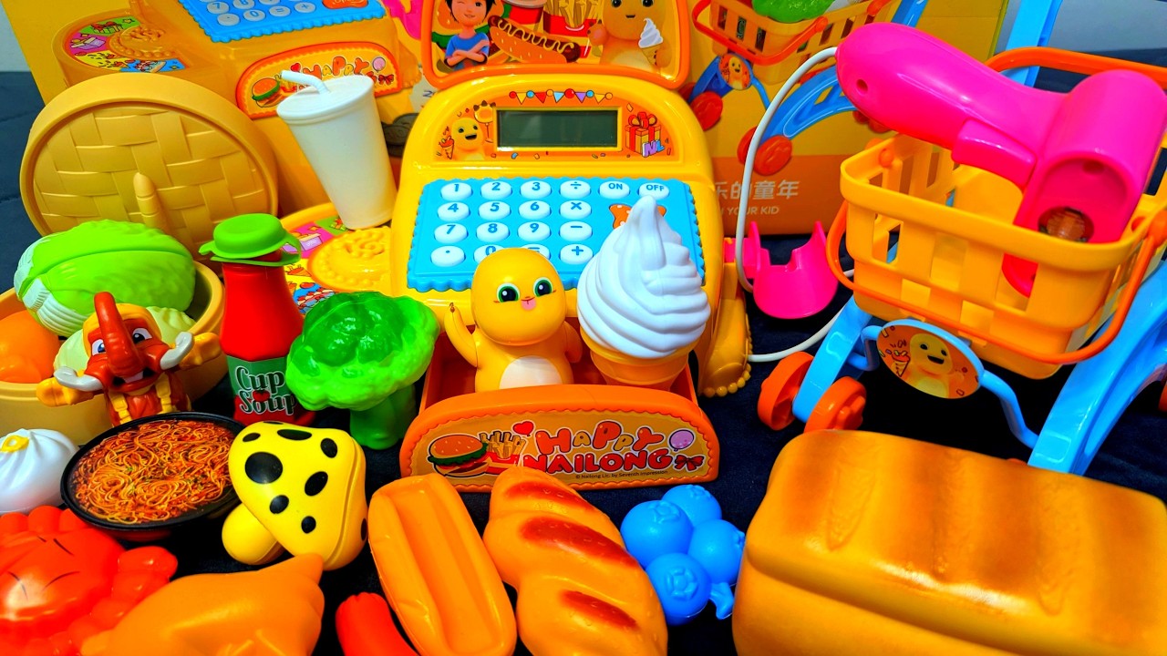 [🐯toy asmr🐯] Yellow Cash Register PlaySet ASMR Satisfying with Unboxing No Talking | Review Toys
