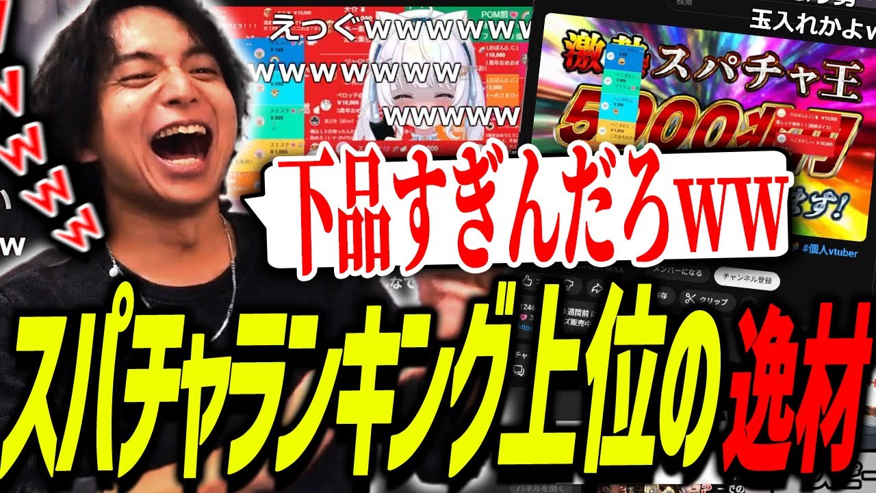 10月の投げ銭ランキングでやばいVtuberを発見して爆笑するけんき 【けんき切り抜き/恭一郎/なちょ猫】