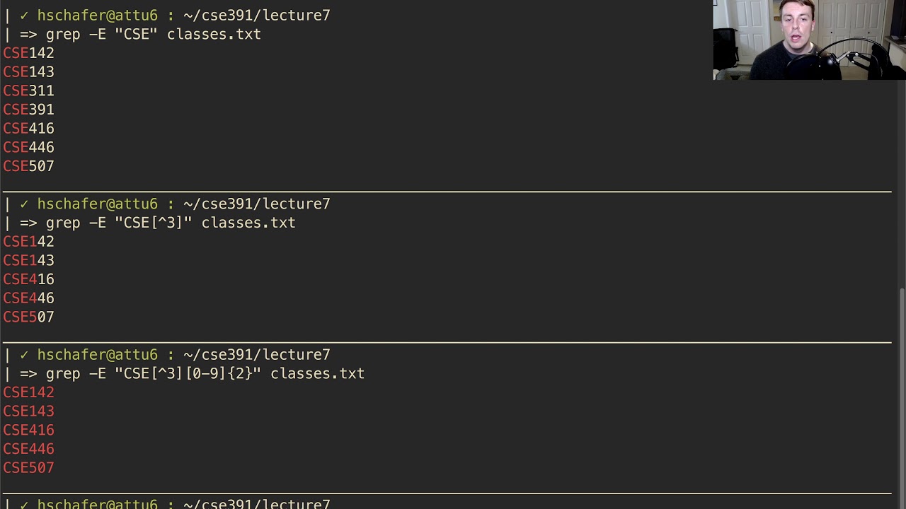 CSE 391 20au, Lesson 7 Video 1: Review Regex + Sed Intro