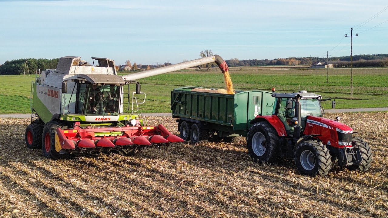 Kukurydza na ziarno 2025✓Claas Lexion 540✓Massey ferguson 7726✓Capello✓Bailey