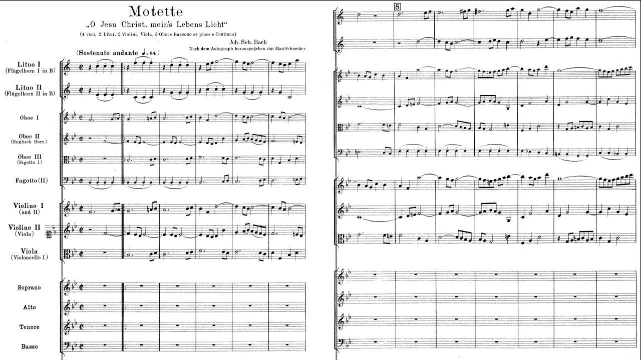 J S Bach: O Jesu Christ, mein's Lebens Licht, BWV 118 - 2nd version of 1746-47 {Score video}
