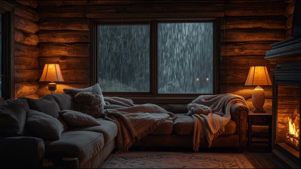 Cozy Cabin Rain Sounds at Night – Relaxing Indoor Ambience for Sleep, Study & Calm