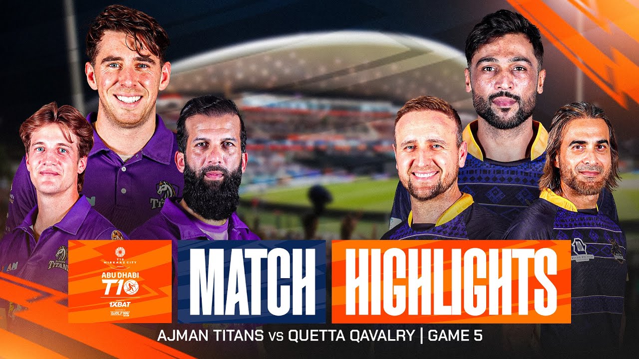 Лучшие моменты матча 5 в Т10 I в Абу-Даби 2025: Ajman Titans против Quetta Qavalry | Сезон 9