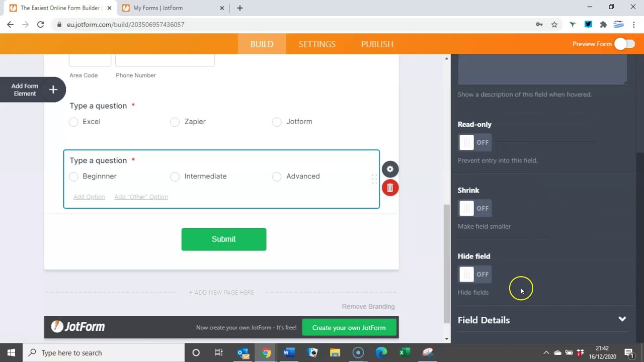 Design a new contact form for website using Jotform Part 1