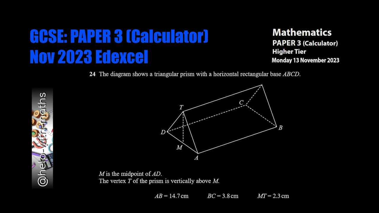 Q24 3D Geometry GCSE Nov 2023 P3 Edexcel