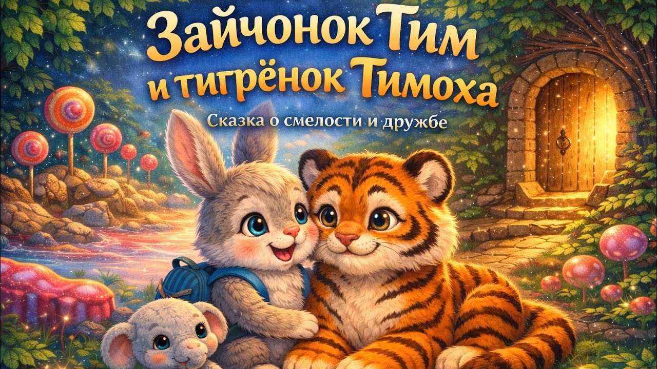 Зайчонок Тим и тигрёнок Тимоха 🐰🐯 | Добрая сказка про садик и страхи