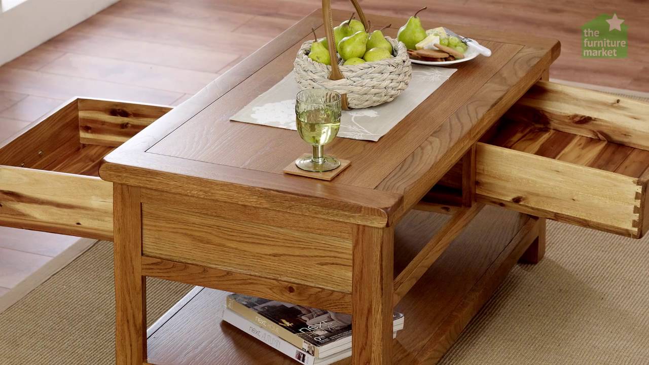 Rustic Oak 2 Drawer Coffee Table
