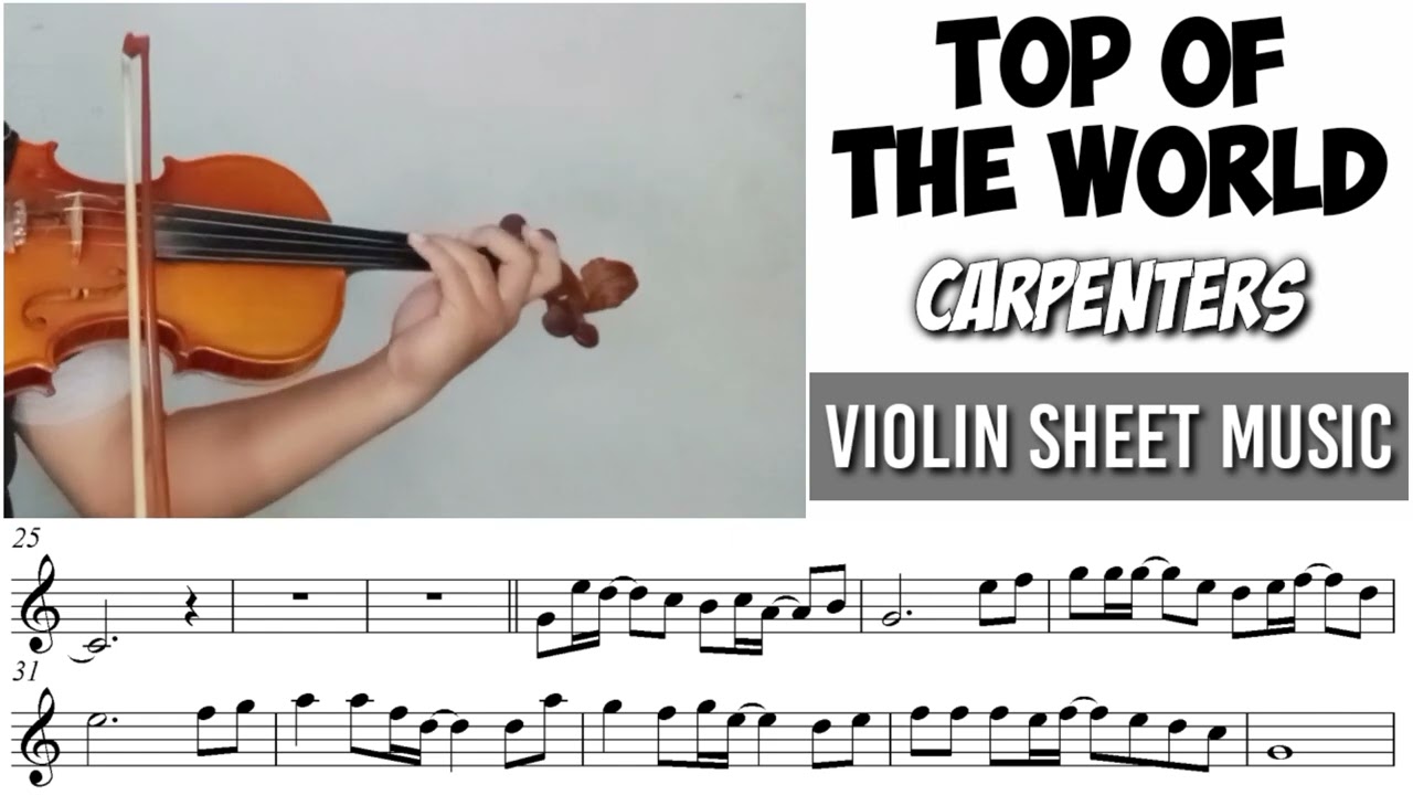 Free Sheet || Top Of The World - Carpenters || Violin Sheet Music