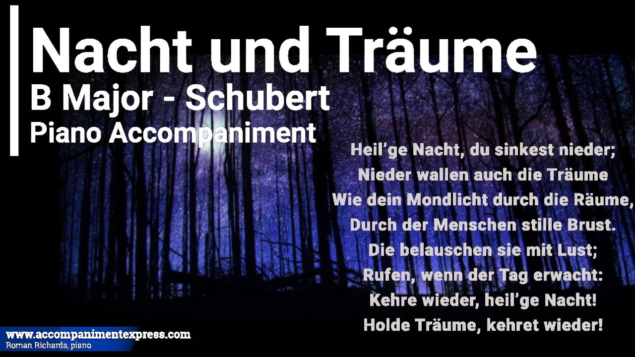 Nacht und Träume B Major Piano Accompaniment - Schubert