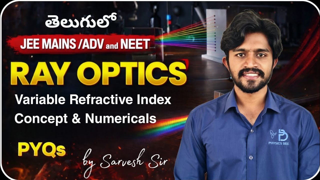 VARIABLE REFRACTIVE INDEX WITH NUMERICALS | RAY OPTICS-05| CLASS 12|JEE MAINS | ADV| NEET |తెలుగు లో