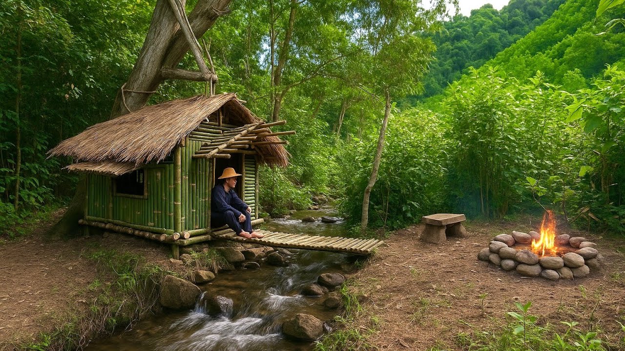 Building a Jungle Shelter, Facing Wild Animals & Surviving Alone Overnight