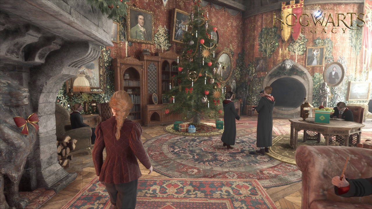 [4K] Walking Inside Hogwarts Castle | Hogwarts Legacy Christmas Ambience