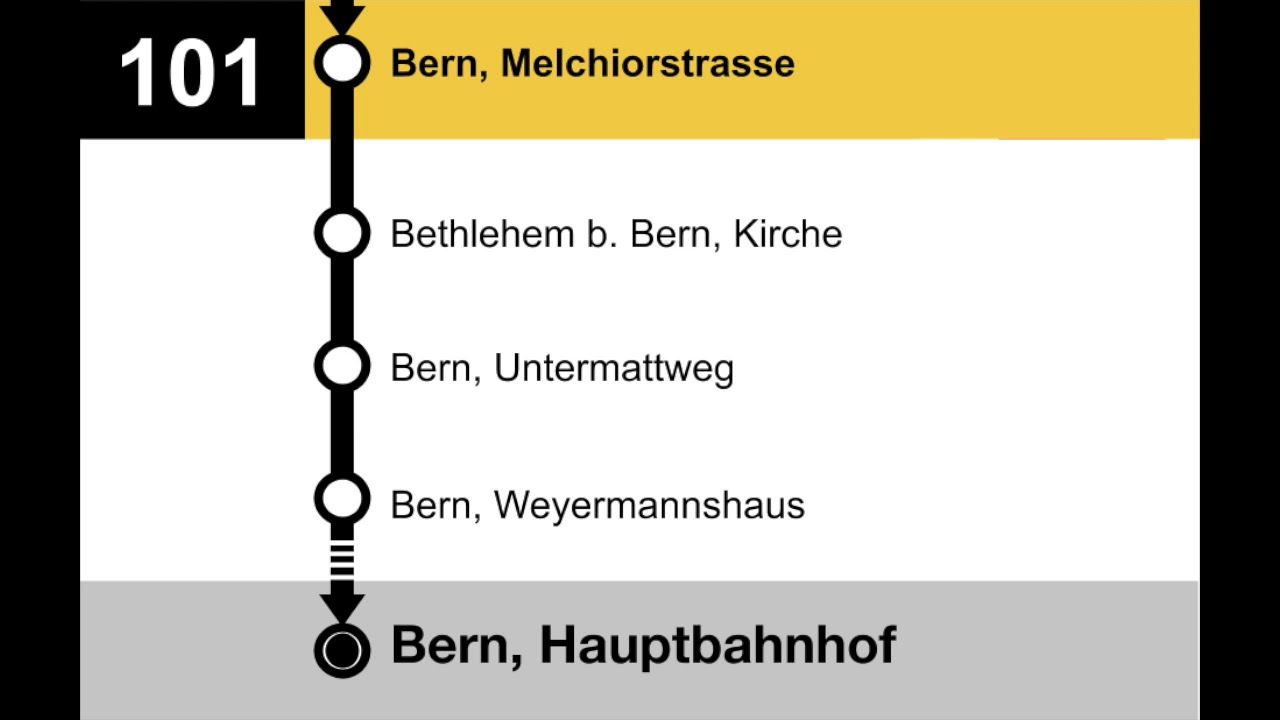 PostAuto Ansagen • 101 • Schlossmatt/Kappelenring – Hinterkappelen – Eymatt – Bethlehem – Bern