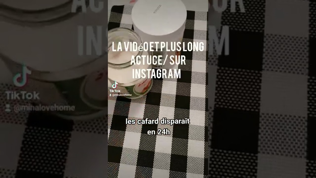 actuce pour supprimer les cafard en 24h suit de la vid&eacute;o sur Instagram ou tiktok