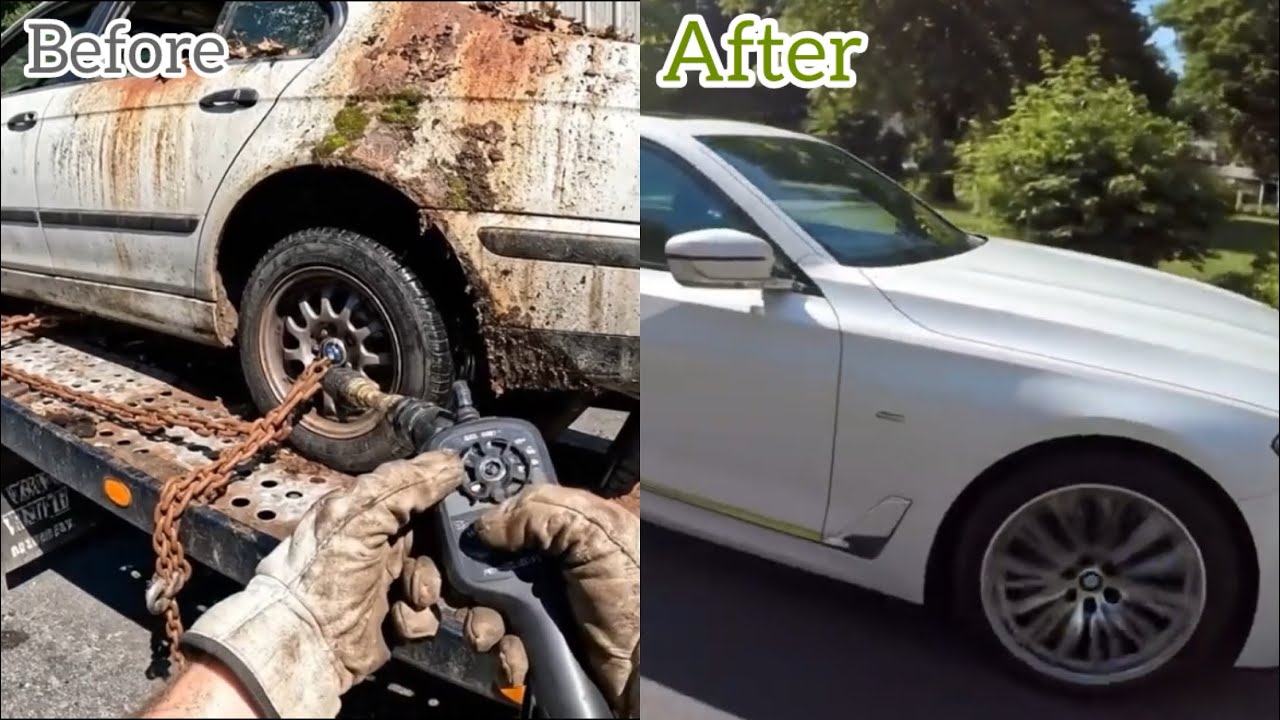 Transforming a Junk BMW Seri 7 into a Masterpiece #automobile #carrestorationproject #carrestoration