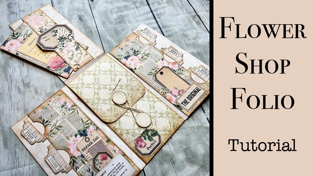 Flower Shop Folio Junk Journal Tutorial, Junk Journaling Class with Pink Monarch Prints, Craft Along