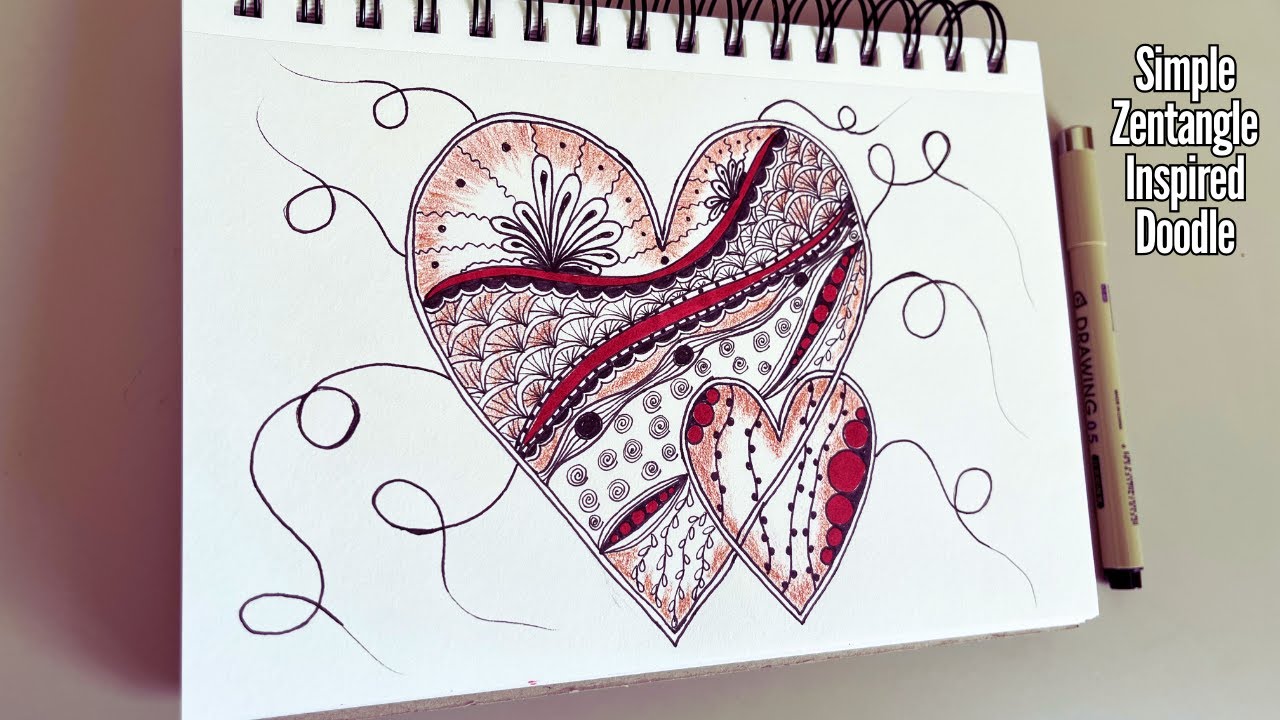 Easy Zentangle Heart Doodle for Valentine’s Day 💕 | Simple & Relaxing Drawing