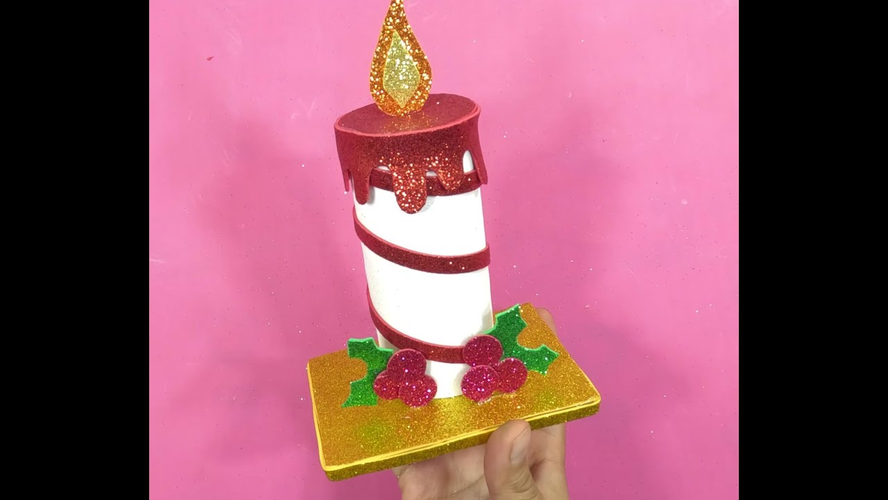 ADORNO fácil y CREATIVO para NAVIDAD/VELA RECICLANDO cono de cartón