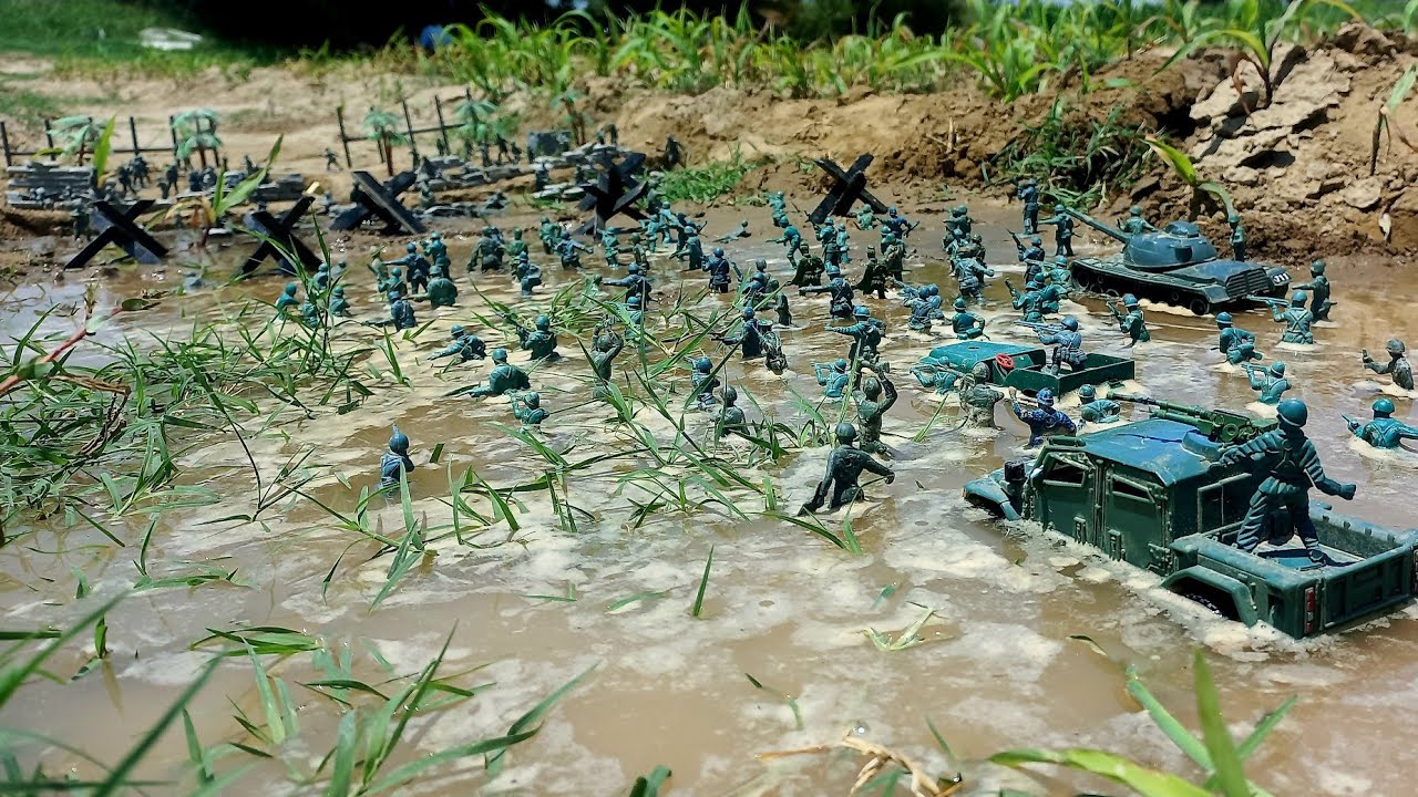 Army Men: War in the mud! Green Army and Grey Army Engage in Fierce Trench Battle #stopmotion