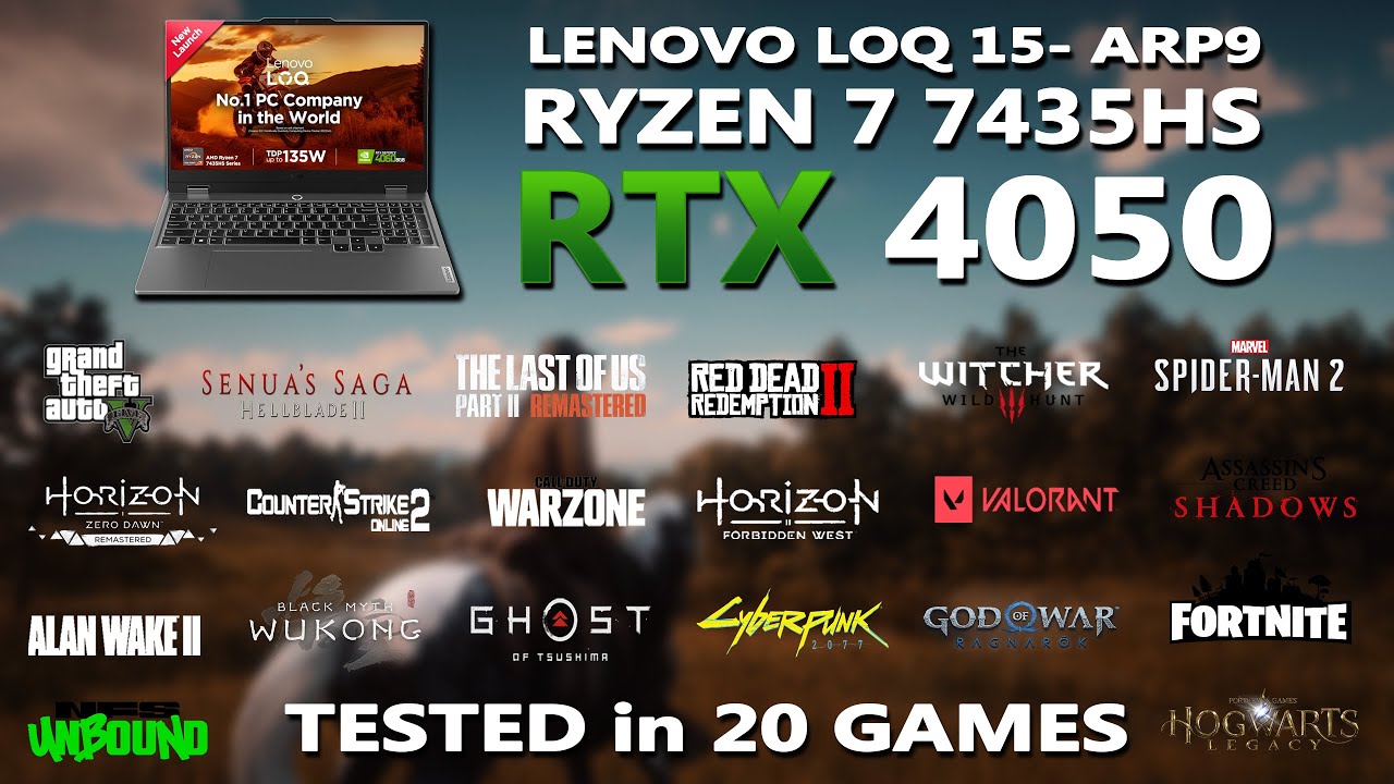 LENOVO LOQ- RYZEN 7 7435HS + RTX 4050 GAMING BENCHMARK TEST | Tested in 20 Games |