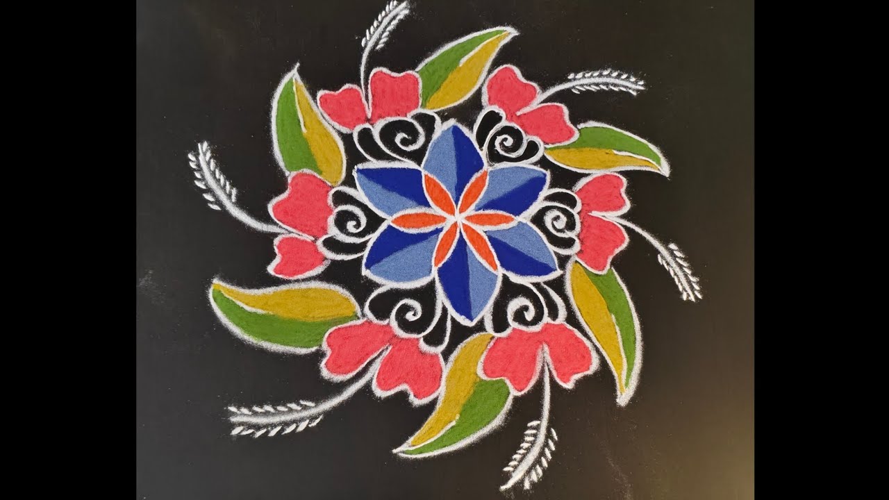 5 dots flower rangoli for pongal #pongalspecialrangoli #dialyrangoli #colorkolam #rangoli #craft 