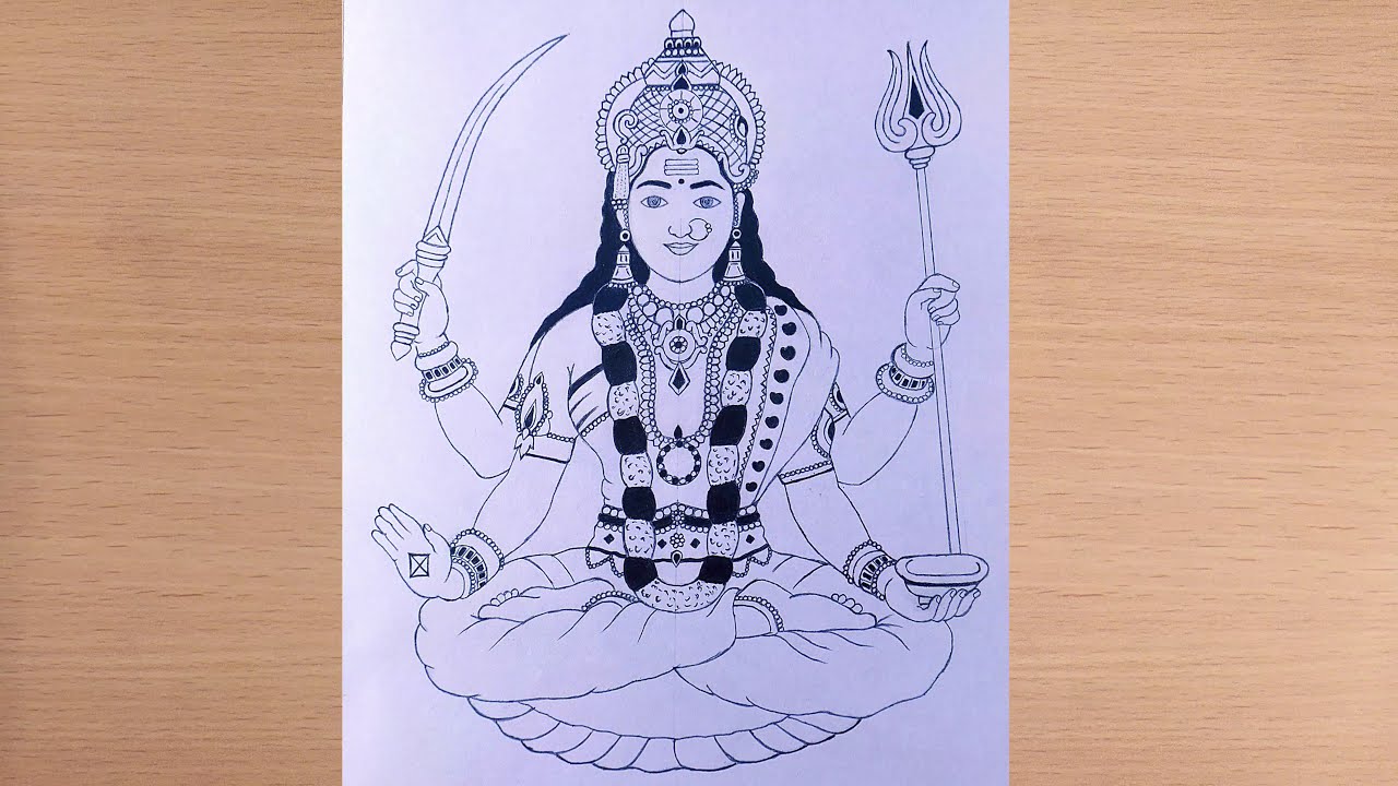How to draw Durgai amman drawing | how to draw Durgai amman drawing | amman pencil drawing