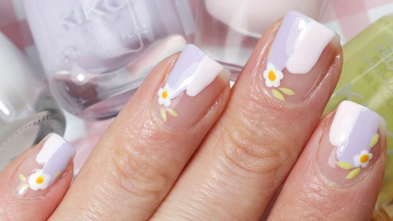 Pastel and Flower Nail Art | Light Pink and Purple Abstract Nails | Nail Tutorial for Beginners
