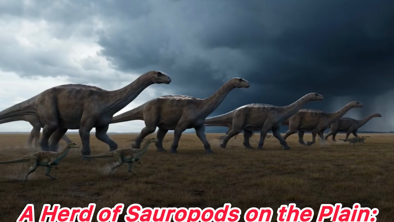 A Herd of Sauropods on the Plain: