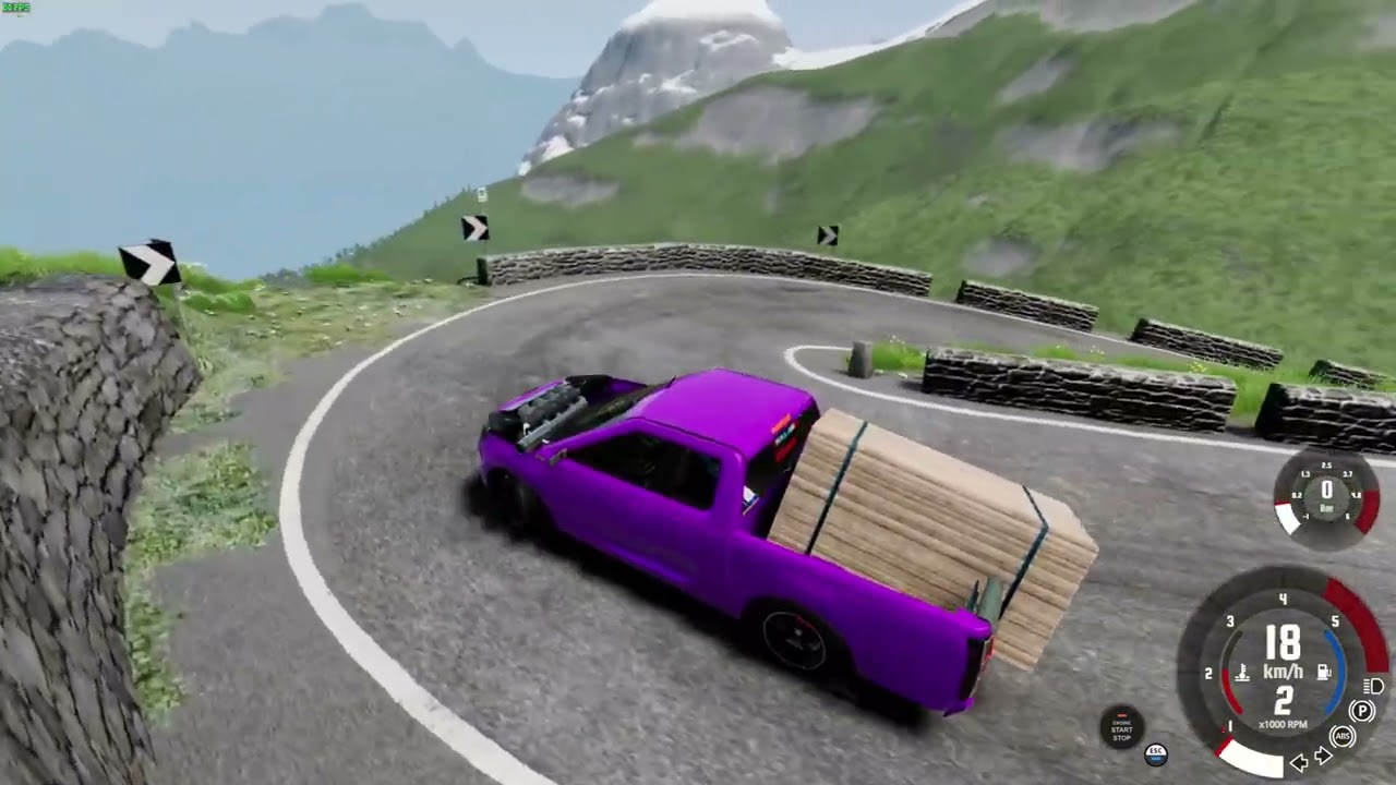 [ Isuzu D MAX  1.9   + A pile of wood weighs 1400 kg. ]  BeamNG Drive - Passo Stelvio [ 4K 60FPS ]