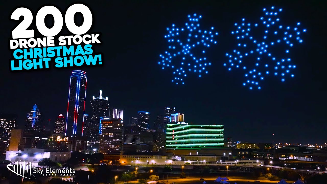 200 Drone Stock Christmas Light Show! | Sky Elements Drones