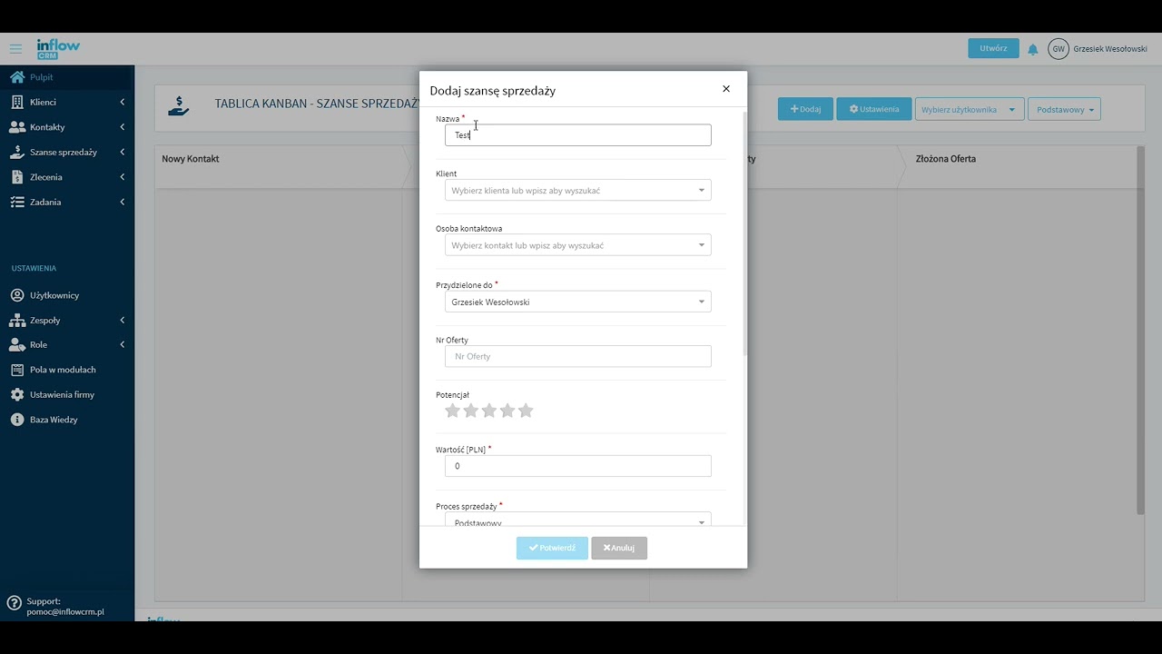 Wystartuj z Inflow CRM - Konfiguracja Procesu Sprzedaży
