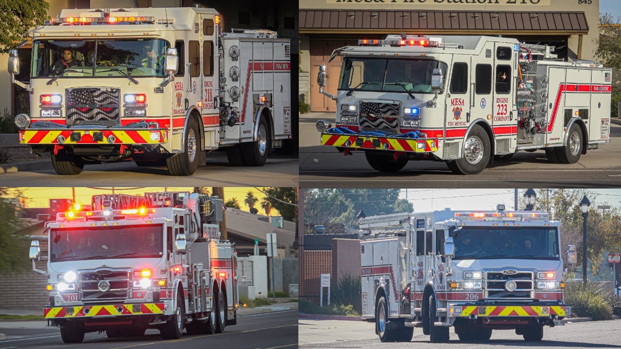 *New* Engine 218, *New* Engine 223, Engine 206, Ladder 201 &Ladder 204 Responding Mesa Fire Medical