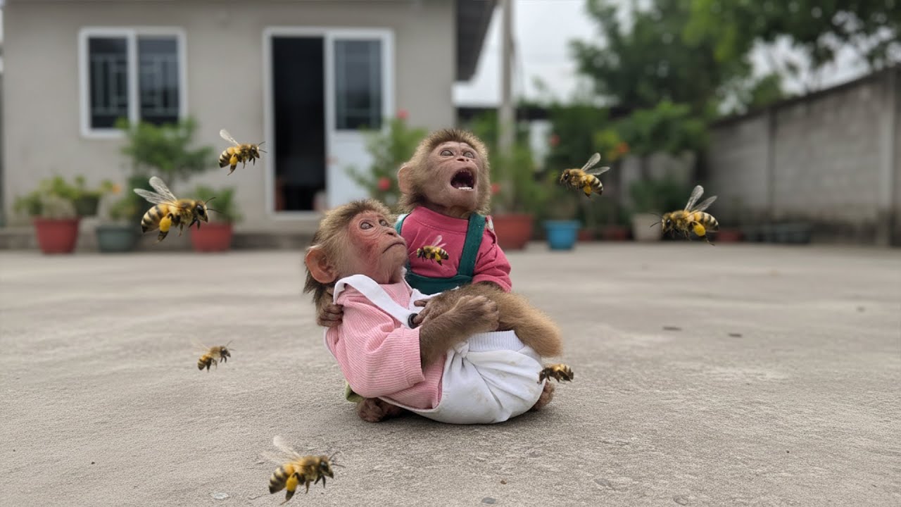 OMG! Bees Suddenly Invade Monkey Moon’s Family Home