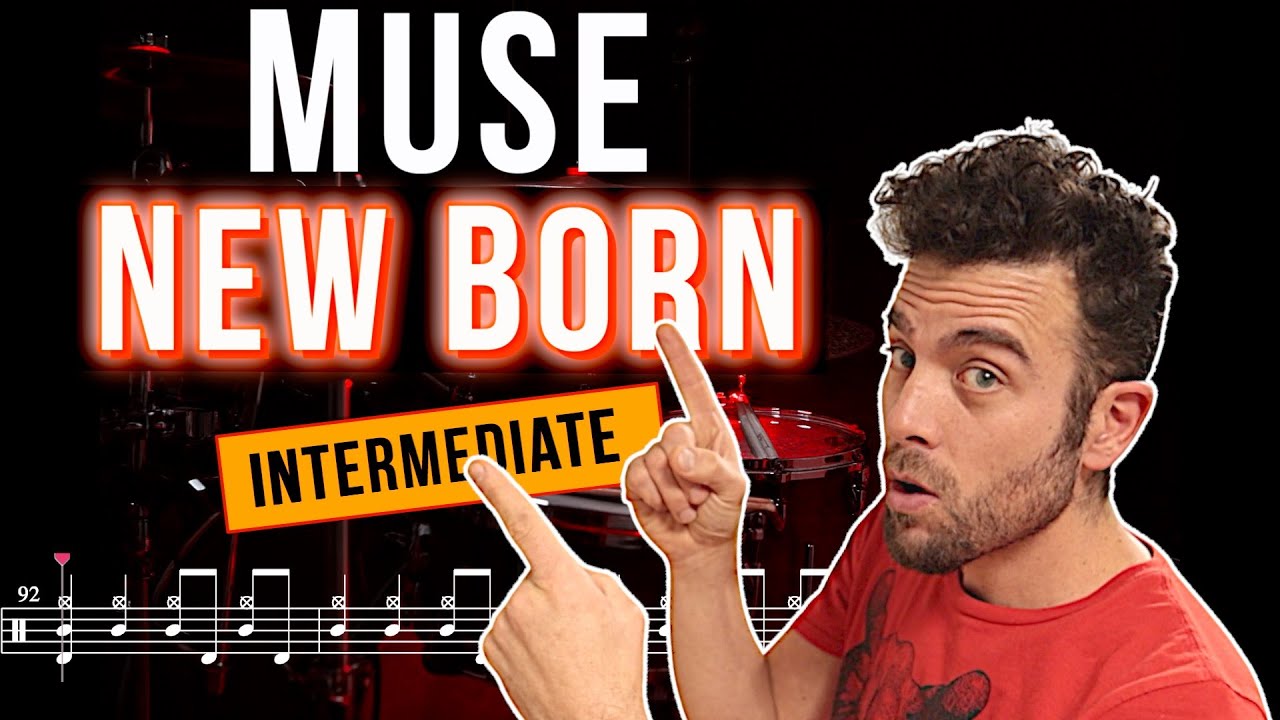 Muse - New Born - Drum cover (with scrolling drum sheet)