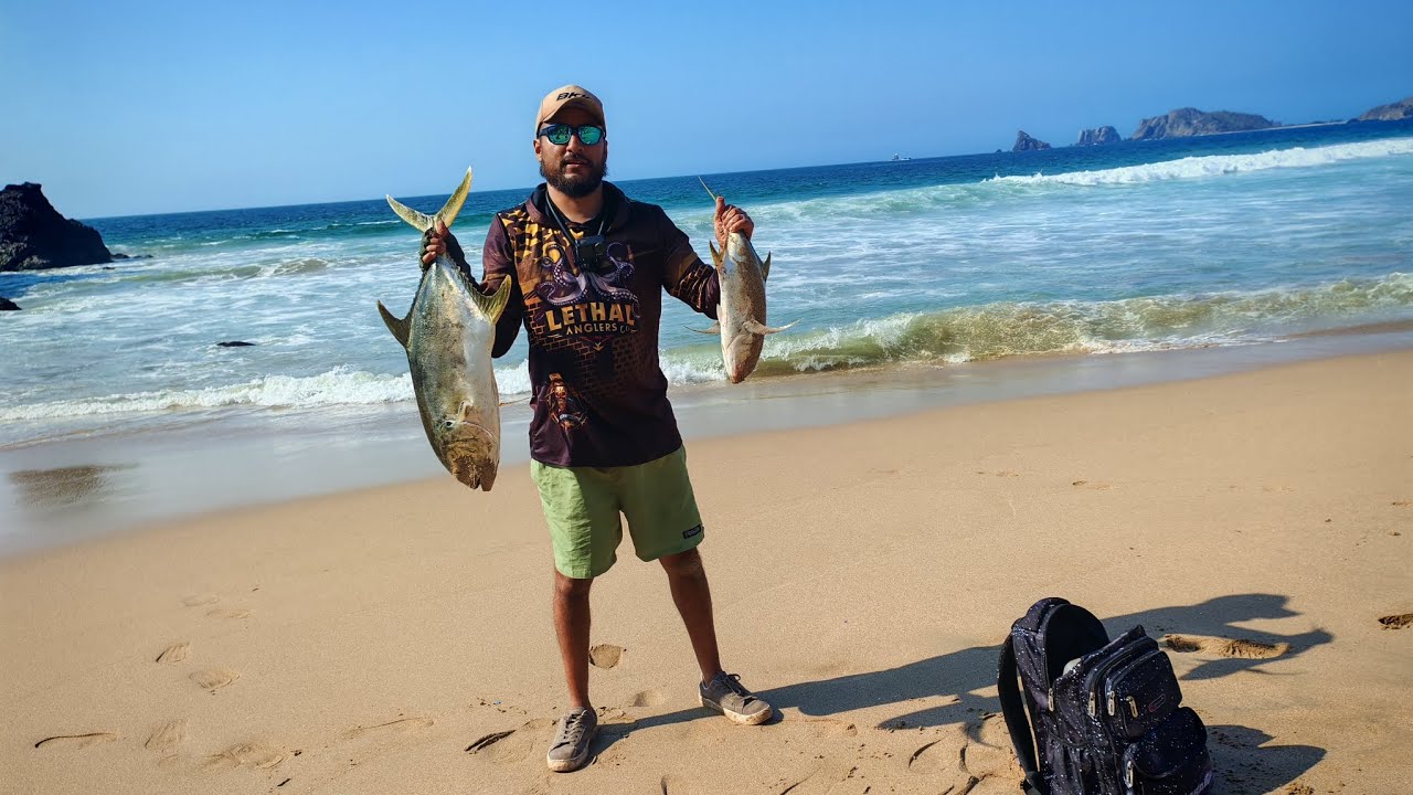 Pesca en camping supervivencia Tenacatita, dos capturas  afuera y dos bestias imposibles de detener 